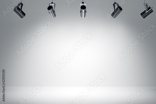 Fotografie, Obraz Illuminated white stage with spotlight