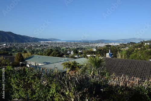 Wellington and Peton, Lower Hutt, seen from the Kelson Hills, New Zealand
