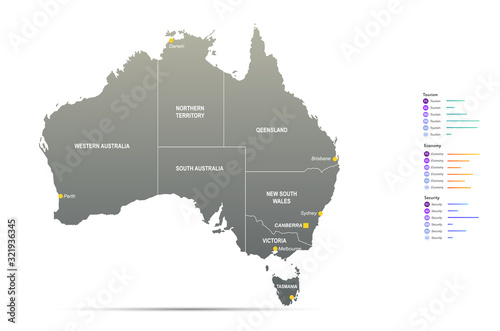 graphic vector of australia map. oceania country map. 