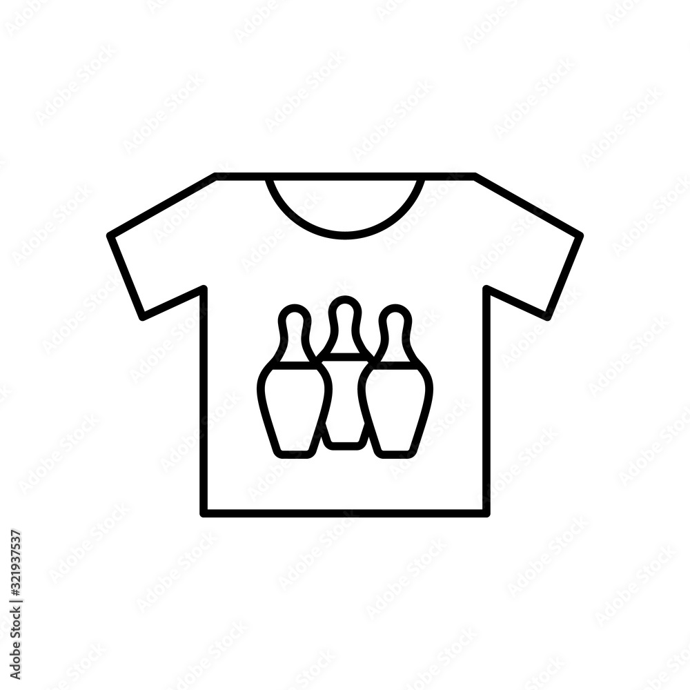 Bowling t-shirt bowling pins icon. Simple line, outline vector elements of prize icons for ui and ux, website or mobile application Bowling t-shirt bowling pins icon. Simple line, outline vector elements of prize icons for ui and ux, website or mobile application