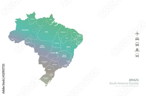 latin america country map. south america country map. brazil map.