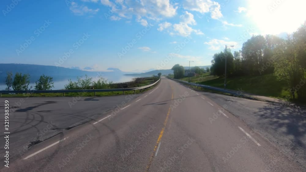 Vehicle point-of-view Driving a Car on a Road in Norway