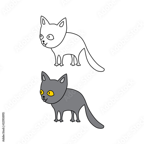 Funny pets on a white background. Different cartoon cats set. Simple modern geometric flat style vector illustration. For decoration of children's rooms, textiles, wallpaper, postcards, etc.
