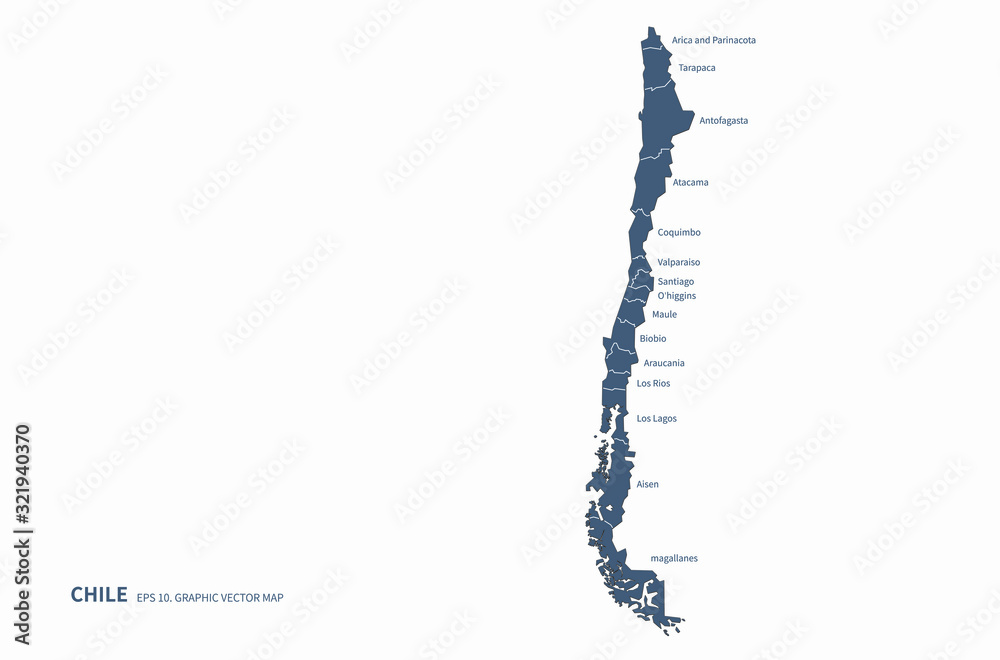 graphic vector of chile map. latin america countries map. south america. santiago map. graphic vector of chile map. latin america countries map. south america. santiago map.