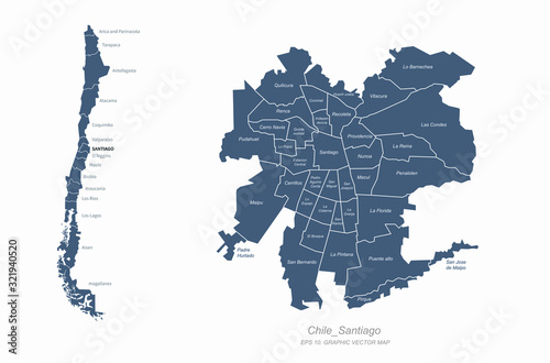 graphic vector of chile map. latin america countries map. south america. santiago map. chile map. 