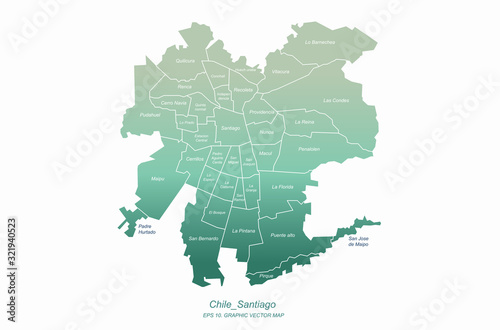 graphic vector of chile map. latin america countries map. south america. santiago map.