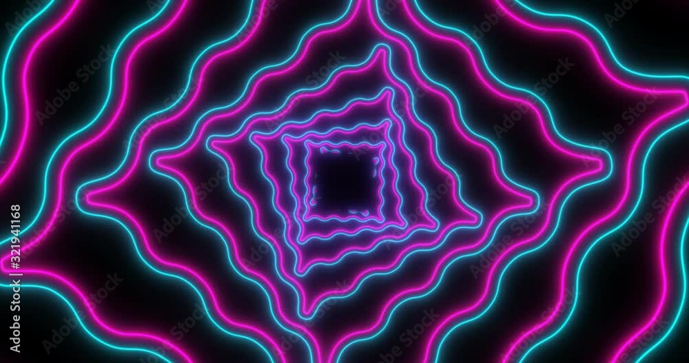 VJ loop sci-fi futuristic tunnel in rectangle form