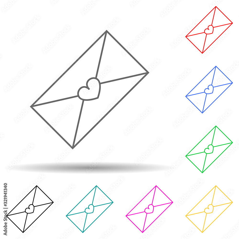 envelope with love letter multi color style icon. Simple thin line, outline vector of valentine icons for ui and ux, website or mobile application envelope with love letter multi color style icon. Simple thin line, outline vector of valentine icons for ui and ux, website or mobile application