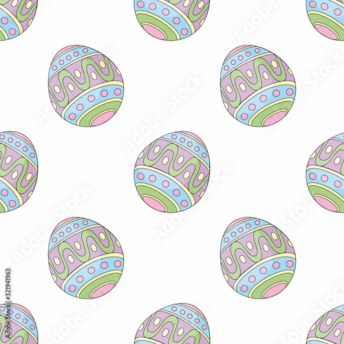 Easter seamless pattern with colored eggs. Colorful vector background.