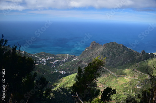 Tenerife landcape with city on shore