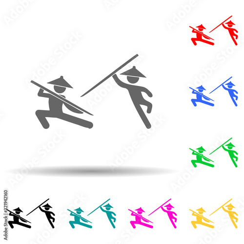 fight Chinese fighters multi color style icon. Simple glyph, flat vector of fight icons for ui and ux, website or mobile application