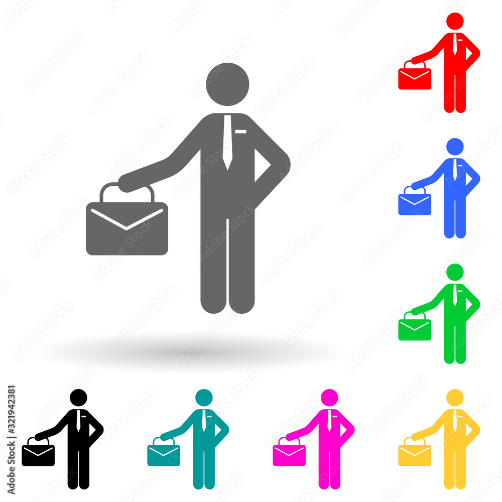 business man with a diplomat multi color style icon. Simple glyph, flat vector of finance icons for ui and ux, website or mobile application business man with a diplomat multi color style icon. Simple glyph, flat vector of finance icons for ui and ux, website or mobile application