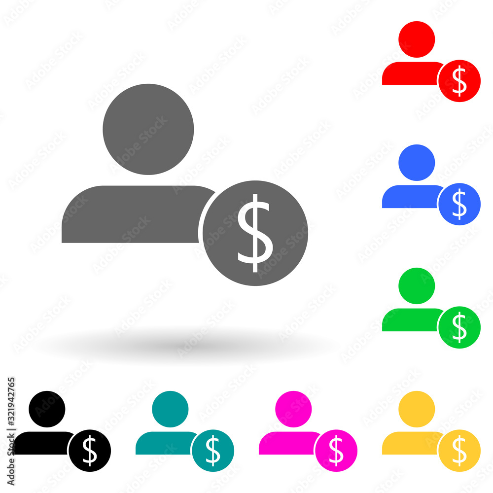 man and money multi color style icon. Simple glyph, flat vector of finance icons for ui and ux, website or mobile application man and money multi color style icon. Simple glyph, flat vector of finance icons for ui and ux, website or mobile application