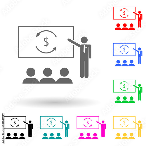 presentation of money turnover multi color style icon. Simple glyph, flat vector of finance icons for ui and ux, website or mobile application
