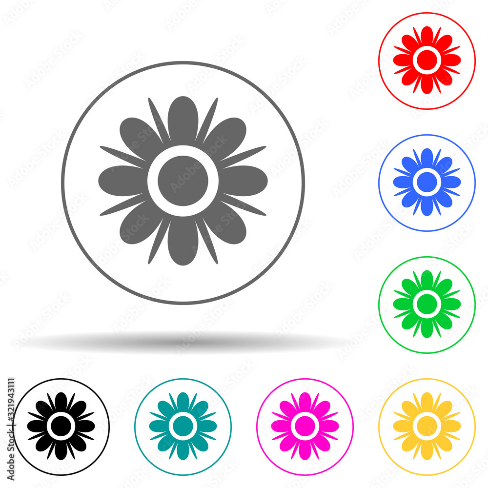 flower multi color style icon. Simple glyph, flat vector of flower icons for ui and ux, website or mobile application flower multi color style icon. Simple glyph, flat vector of flower icons for ui and ux, website or mobile application