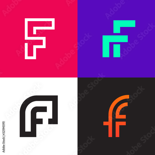 D letter logo collection vector design. Set of simple company logo icons.