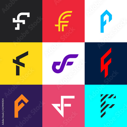 Set of Letter F Logo designs. Company vector icon signs.