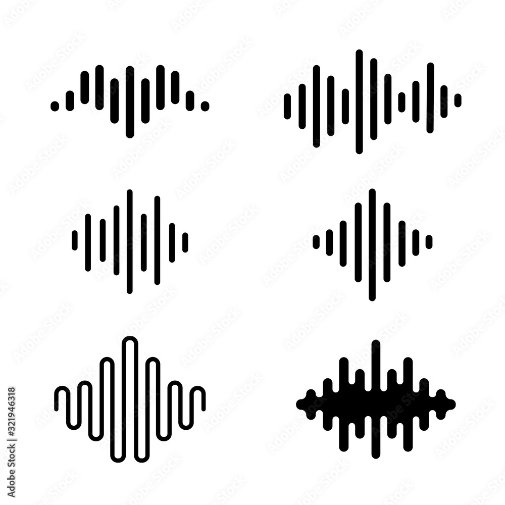 Collection of Sound Wave icon music equalizer signs vector design. Volume mark.