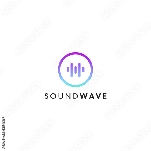 Simple sound dj logo sign. Audio wave icon.