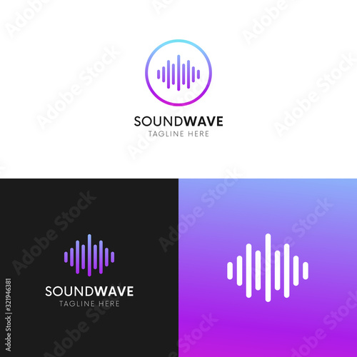 Simple music sound logo. Vector equalizrt logotype icon.