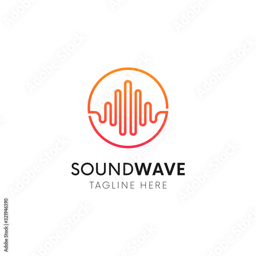 Abstract sound wave logo icon. Linear audio logotype.