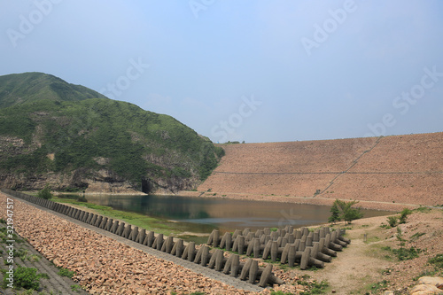 dolos blocks on the dam in UNESCO in Sai Kung, Hong Kong Global Geopark near High Island Reservoir photo