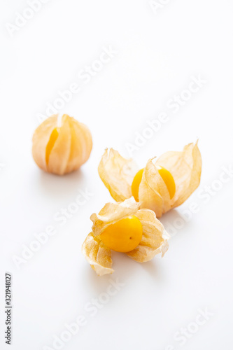 Edible chinese lantern plants on the white background