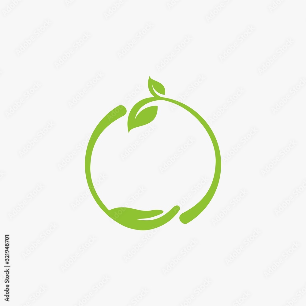 Circle green leaf logo design. Bio natural abstract vector. Circle leaves icon symbols. Circle green leaf logo design. Bio natural abstract vector. Circle leaves icon symbols.