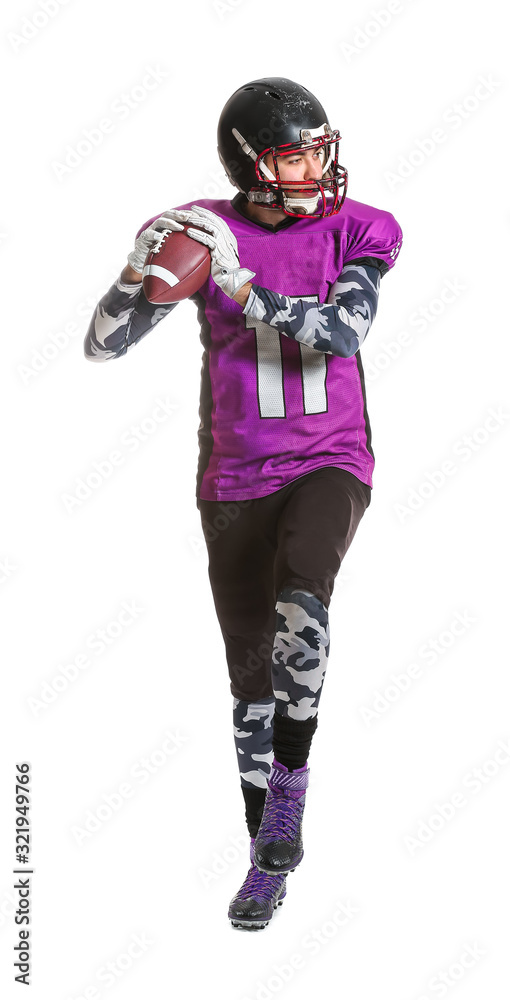 American football player on white background American football player on white background