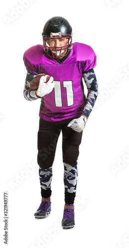 American football player on white background