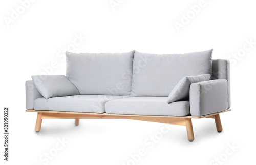 Comfortable sofa on white background