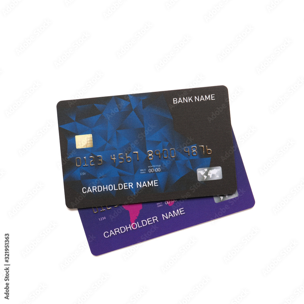 Different credit cards on white background Different credit cards on white background