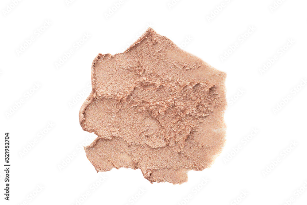 Smear of cream beige eyeshadows isolated on white background. Smear of cream beige eyeshadows isolated on white background.