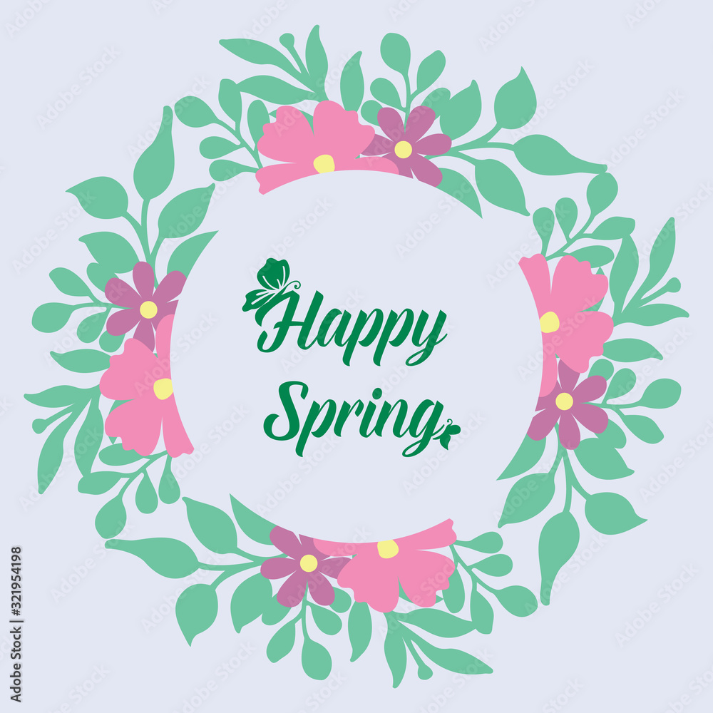 Beautiful frame design with leaf and pink flower, for happy spring invitation card design. Vector Beautiful frame design with leaf and pink flower, for happy spring invitation card design. Vector
