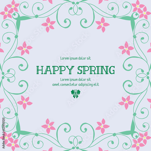 Simple Pattern of leaf and wreath frame, for happy spring greeting card design. Vector