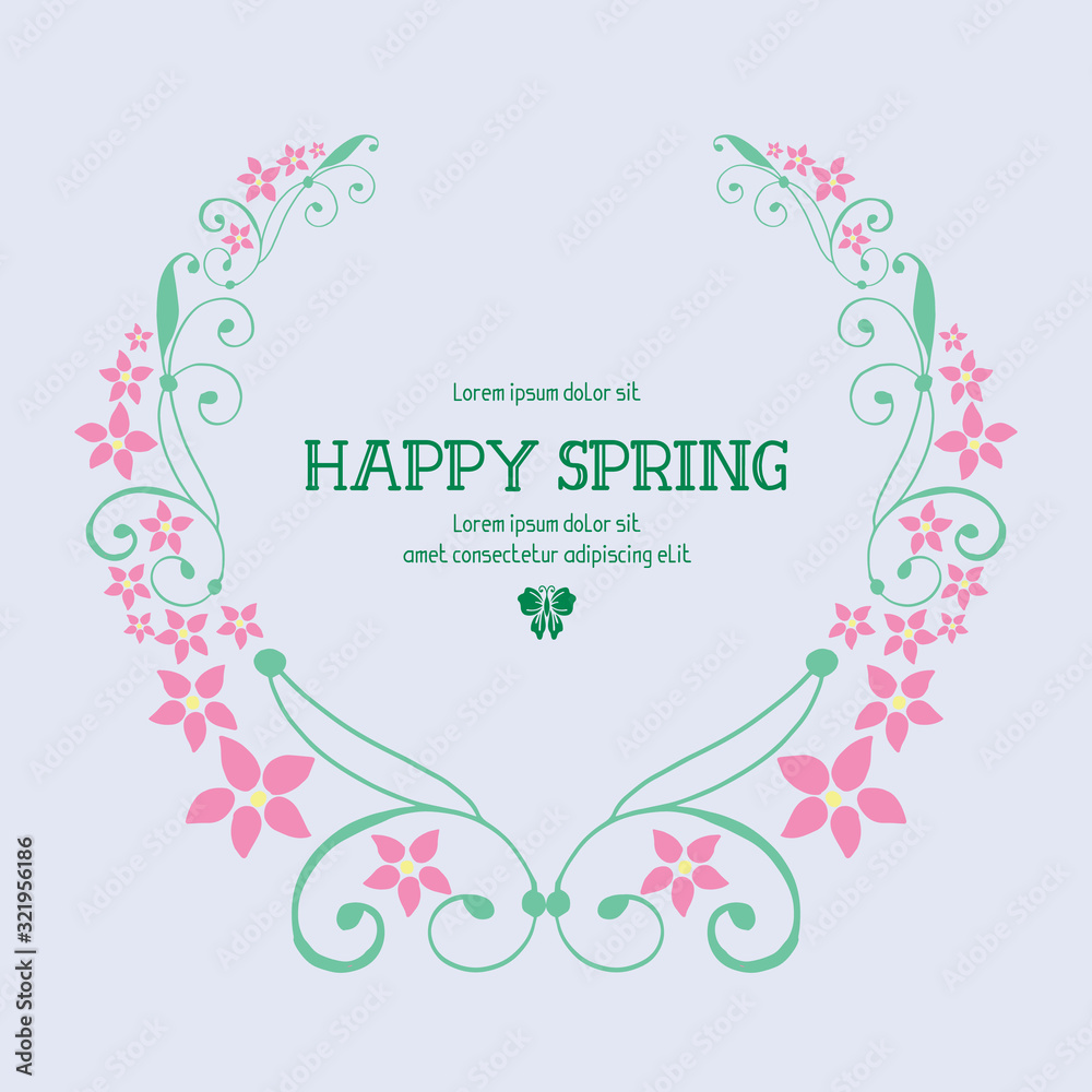 Seamless Pattern of leaf and pink flower frame, for happy spring greeting card wallpaper design. Vector