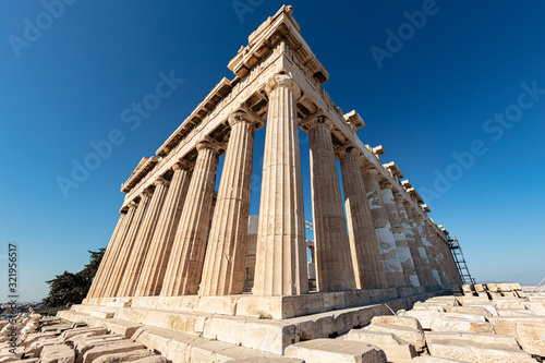 The acropolis, the most famous citadel in the world on the hills of Athens, Greece, Europe. One of the most visited travel destinations. Captured in the morning with less people around.