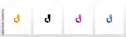  Star On Letter Logo Design J