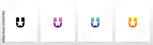  Star On Letter Logo Design U