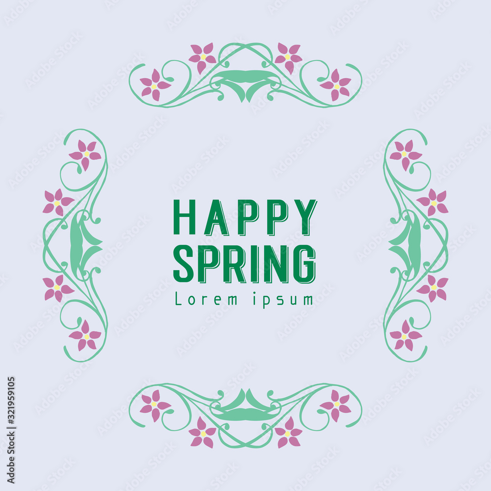 Happy spring greeting wallpaper card design, with seamless pattern of