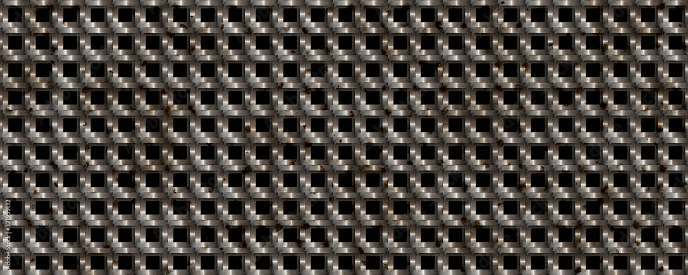 3d material metallic ancient square jail texture with black background 3d material metallic ancient square jail texture with black background