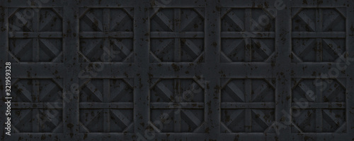3d material rusty black wall shelter panel texture background © Primada