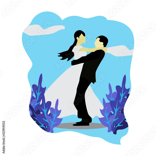 Flat design of wedding couple ,vector illustration.