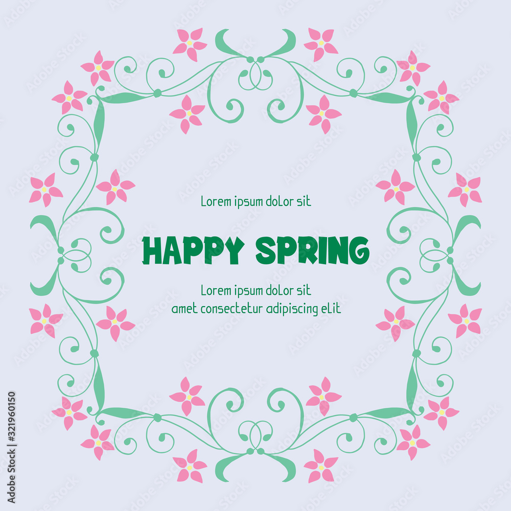 Unique shape pattern of leaf and flower frame, for happy spring greeting card design. Vector