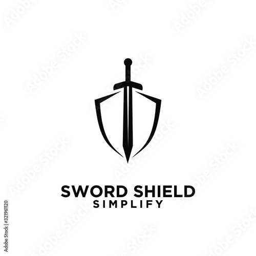 sword and shield logo icon design vector