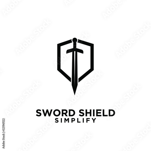 sword and shield logo icon design vector
