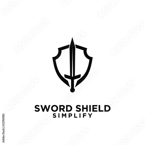 sword and shield logo icon design vector