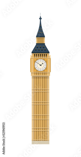 Big Ben (London, United Kingdom). Isolated on white background vector illustration.