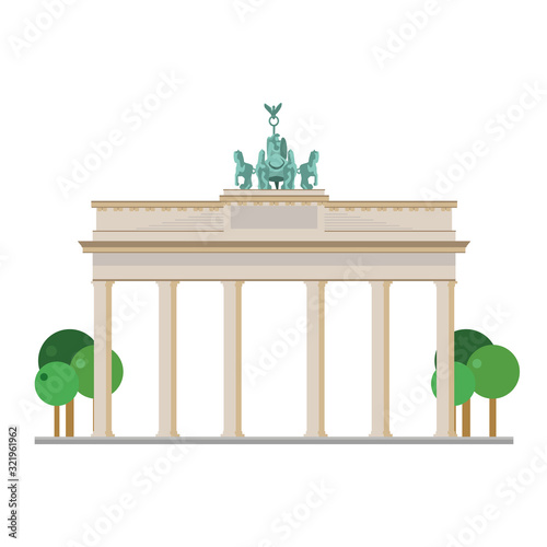 Brandenburg Gate (Berlin, Germany). Isolated on white background vector illustration.