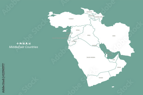 middle east countries map. ...